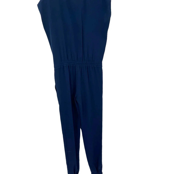 VINCE Navy Blue Zip Front Short Sleeve Jumpsuit Size 2 - Picture 5 of 8